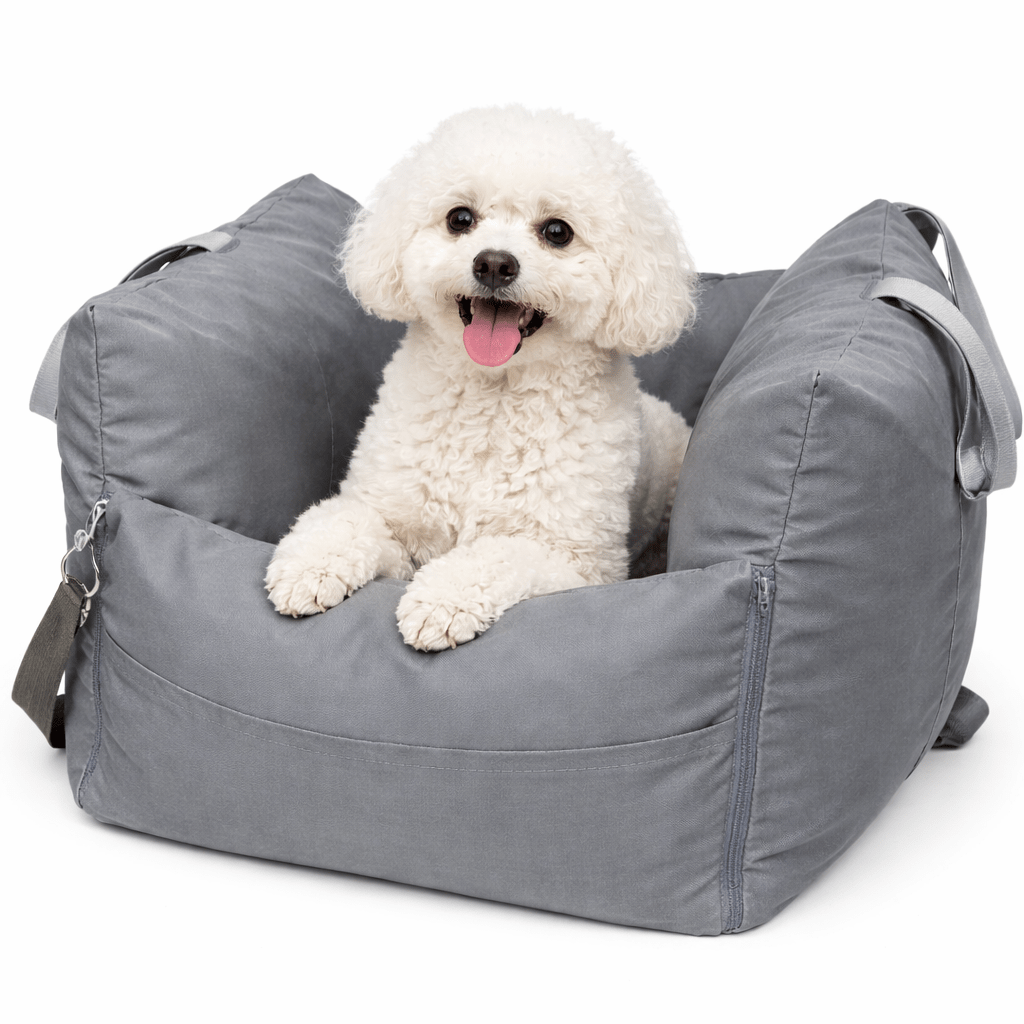 Dog Car Seat Bed, Water-Resistant Pet Booster with Safety Straps, Non-Slip Base & Washable Cover - Homvista