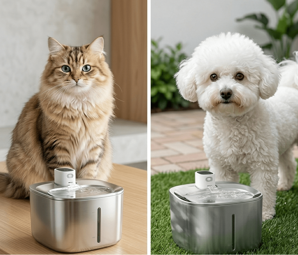 Wireless Cat Water Fountain, 2L Cordless Pet Fountain with Adjustable Flow & Rechargeable Battery - Homvista
