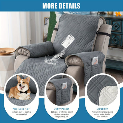 100% Waterproof Recliner Chair Cover, Non-Slip Furniture Protector with Pockets - Homvista