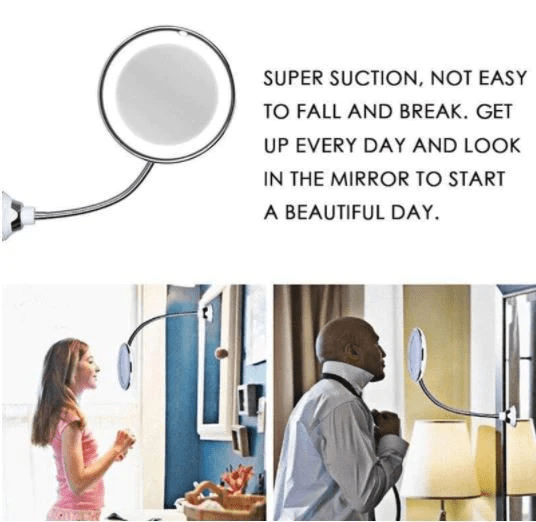 10X Magnifying LED Lighted Flexible Mirror - Homvista