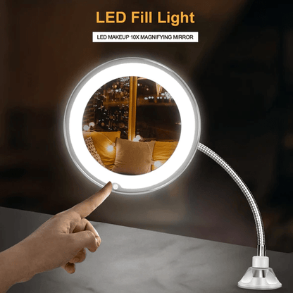 10X Magnifying LED Lighted Flexible Mirror - Homvista