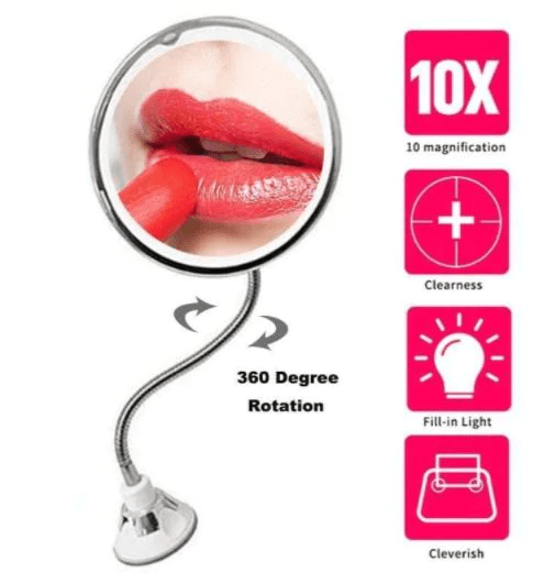 10X Magnifying LED Lighted Flexible Mirror - Homvista