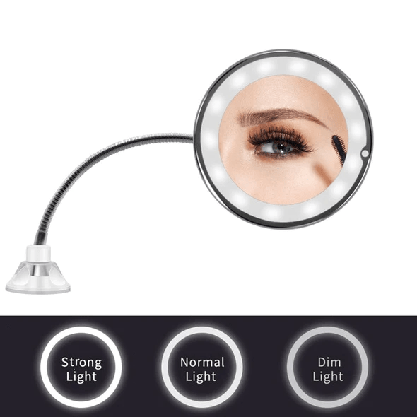 10X Magnifying LED Lighted Flexible Mirror - Homvista