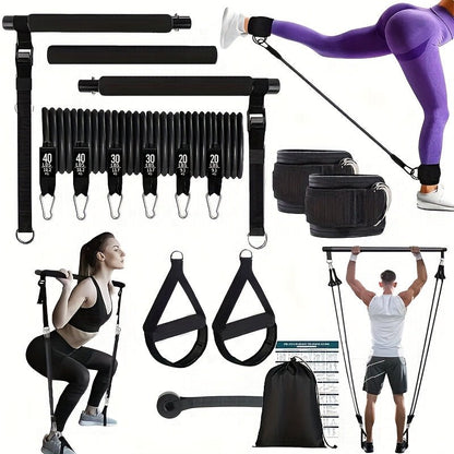 14-Piece Pilates Stick with Resistance Bands, Multifunctional Pedal Puller Set - Homvista