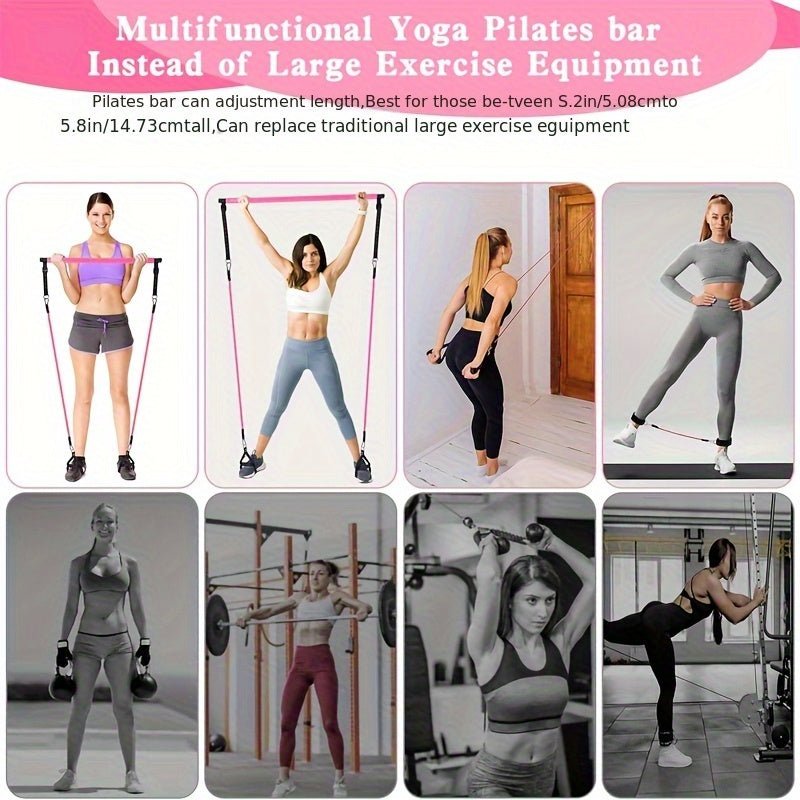 14-Piece Pilates Stick with Resistance Bands, Multifunctional Pedal Puller Set - Homvista
