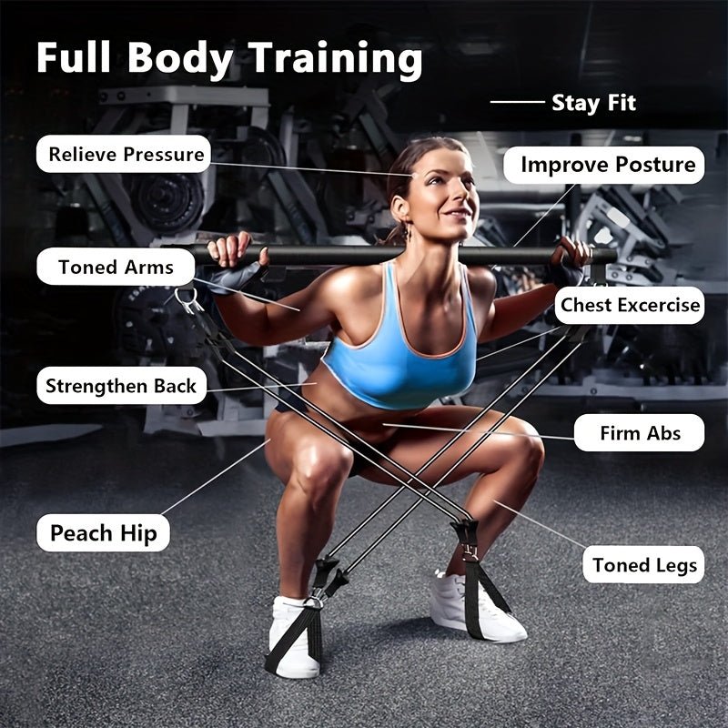 14-Piece Pilates Stick with Resistance Bands, Multifunctional Pedal Puller Set - Homvista