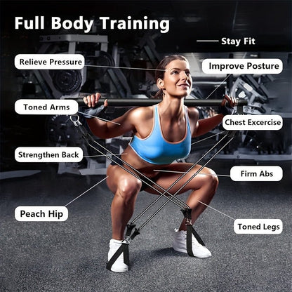 14-Piece Pilates Stick with Resistance Bands, Multifunctional Pedal Puller Set - Homvista