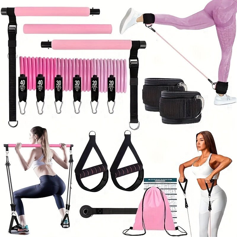 14-Piece Pilates Stick with Resistance Bands, Multifunctional Pedal Puller Set - Homvista