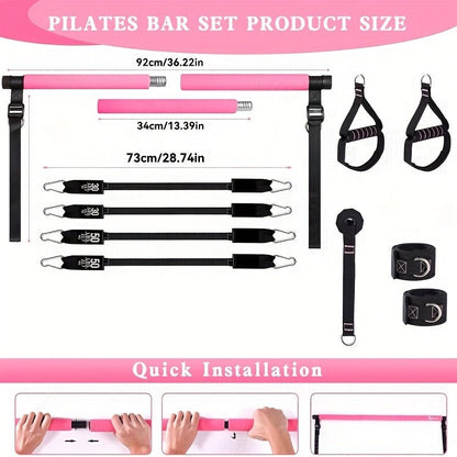 14-Piece Pilates Stick with Resistance Bands, Multifunctional Pedal Puller Set - Homvista