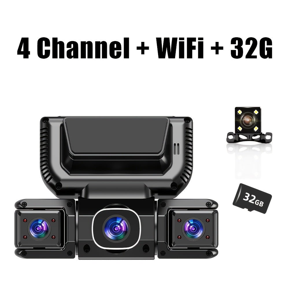 360° 4-Channel Car Dash Cam, 1080P, 3.16-Inch IPS Screen, WiFi & 32GB Card - Homvista