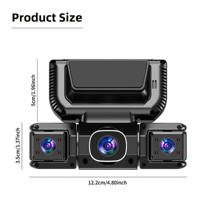 360° 4-Channel Car Dash Cam, 1080P, 3.16-Inch IPS Screen, WiFi & 32GB Card - Homvista
