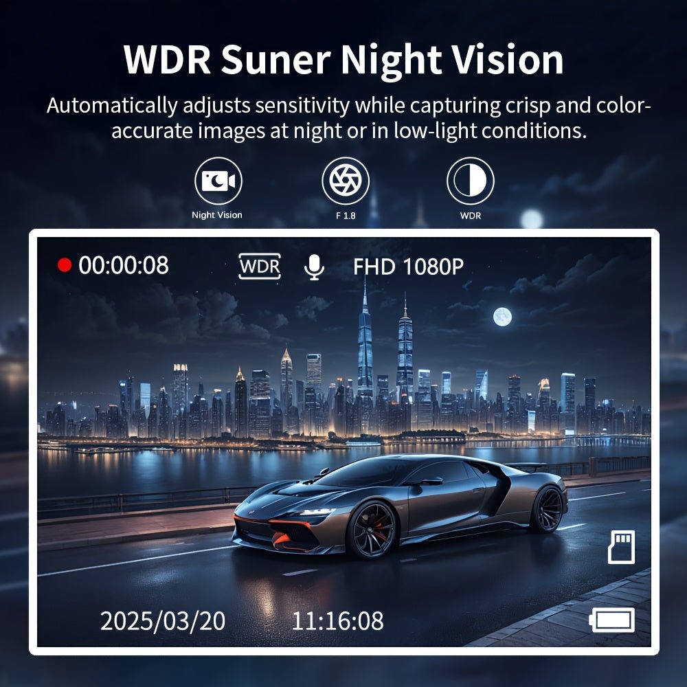 360° Panoramic 4-Channel Car Dash Cam, FHD 1080P, WiFi & 32GB Card - Homvista