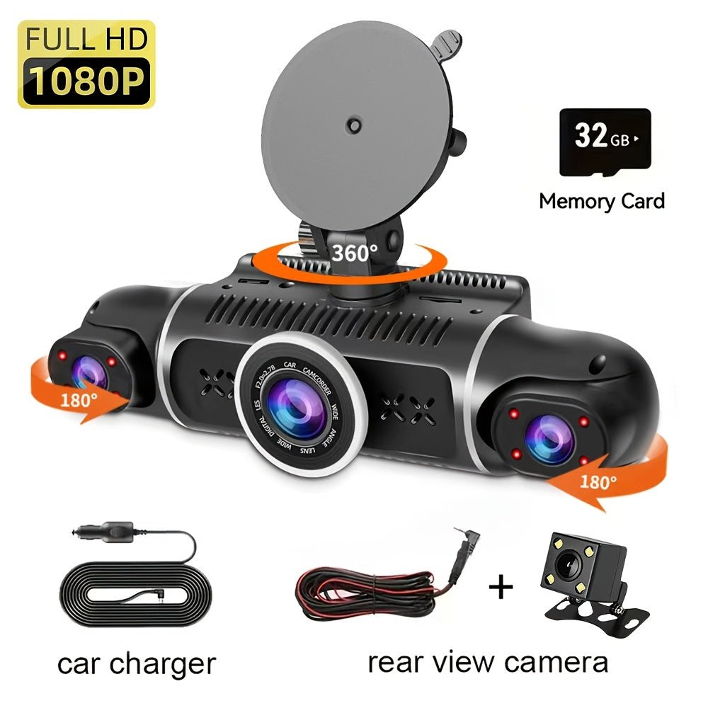 360° Panoramic 4-Channel Car Dash Cam, FHD 1080P, WiFi & 32GB Card - Homvista