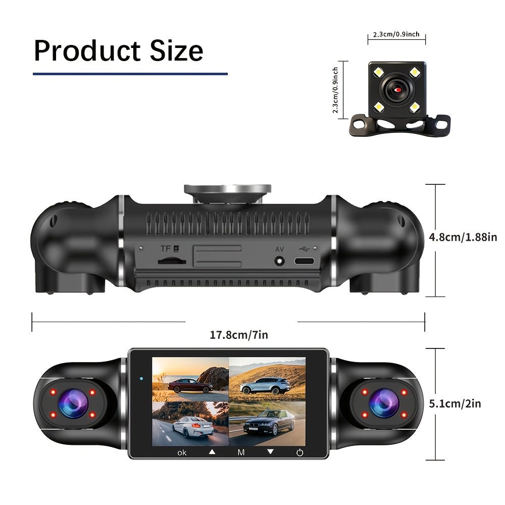 360° Panoramic 4-Channel Car Dash Cam, FHD 1080P, WiFi & 32GB Card - Homvista