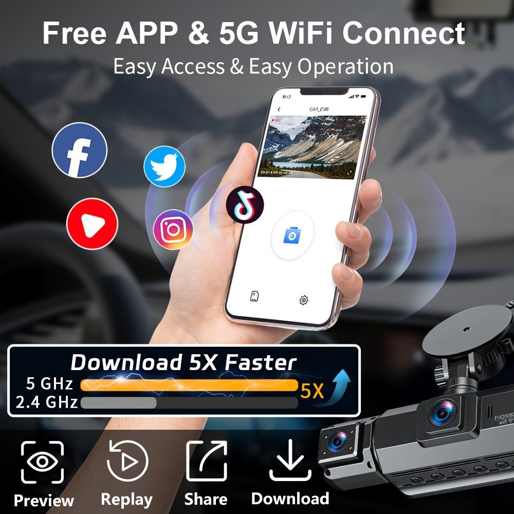 360° Panoramic 4-Channel Car Dash Cam, FHD 1080P, WiFi & 32GB Card - Homvista