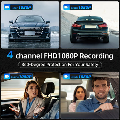 360° Panoramic 4-Channel Car Dash Cam, FHD 1080P, WiFi & 32GB Card - Homvista