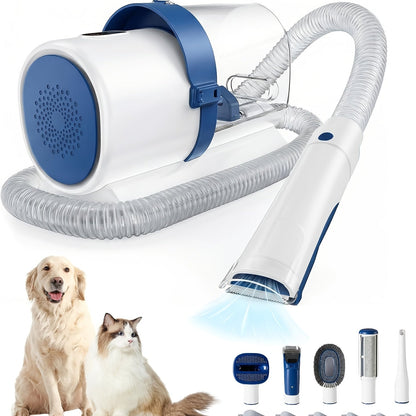 5-in-1 Pet Grooming Vacuum Kit, Hair Clippers, 6 Guide Combs & Suction - Homvista