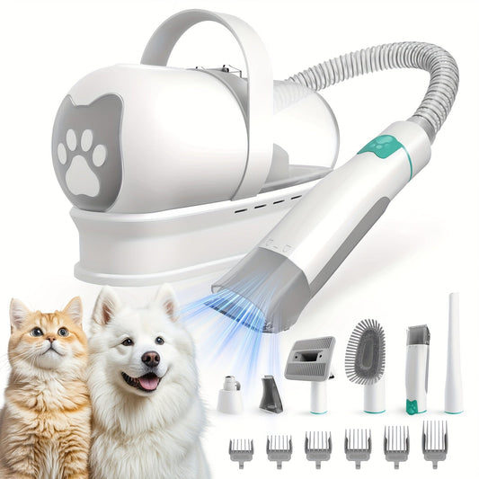 6-in-1 Pet Grooming Vacuum Kit, Hair Clippers, Deshedding & Nail Grinder - Homvista