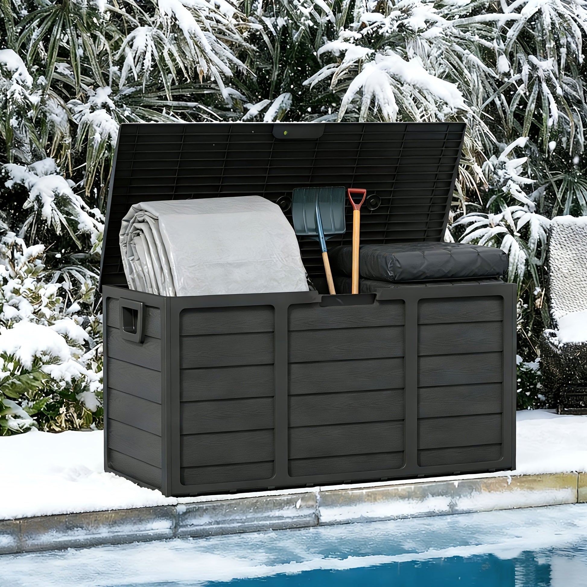 75 Gallon Resin Outdoor Deck Box, Patio Storage Cabinet with Handles - Homvista