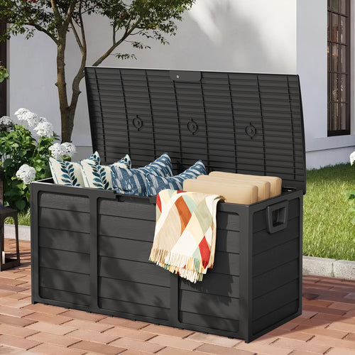 75 Gallon Resin Outdoor Deck Box, Patio Storage Cabinet with Handles - Homvista