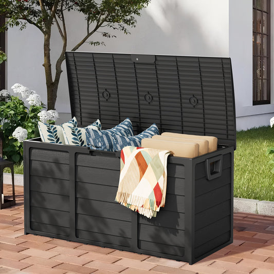 75 Gallon Resin Outdoor Deck Box, Patio Storage Cabinet with Handles - Homvista