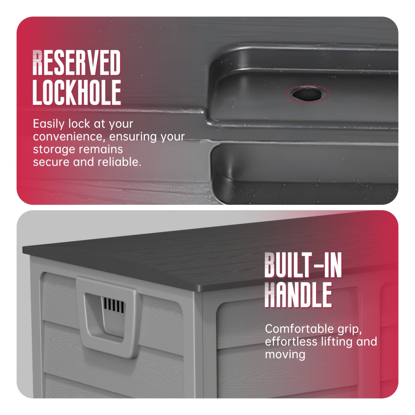 75 Gallon Resin Outdoor Deck Box, Patio Storage Cabinet with Handles - Homvista