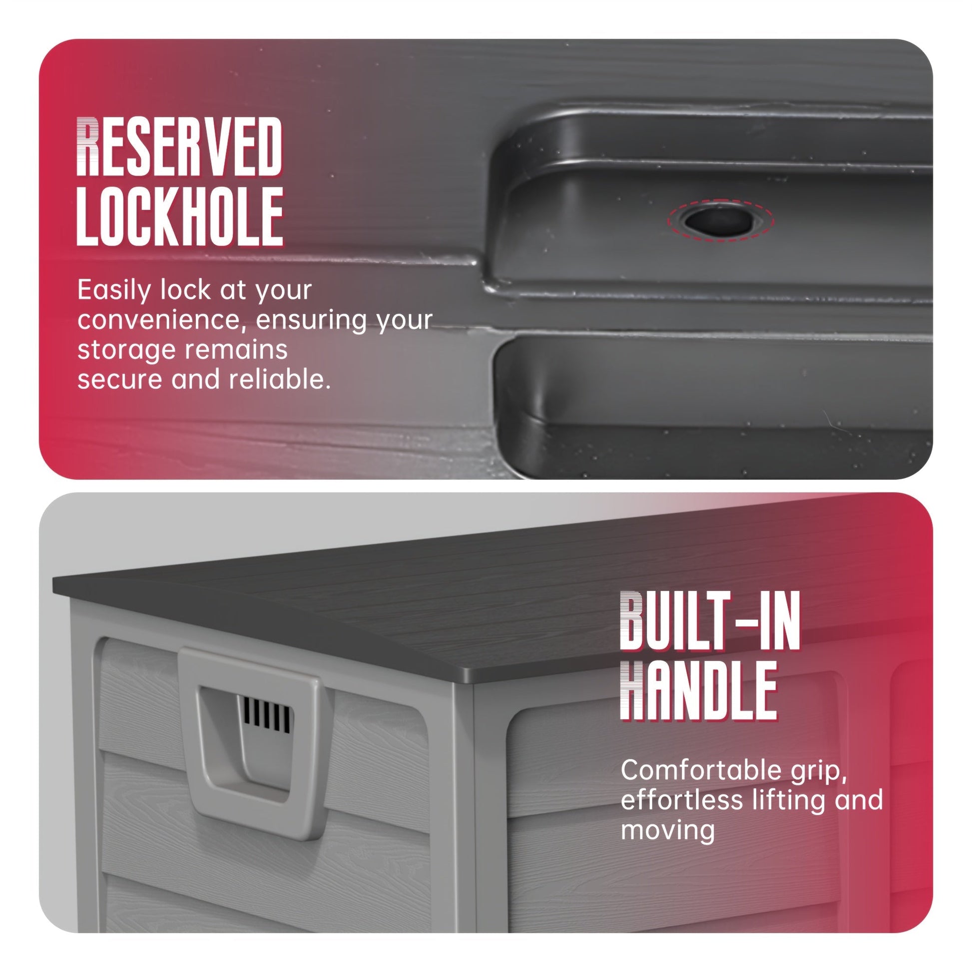 75 Gallon Resin Outdoor Deck Box, Patio Storage Cabinet with Handles - Homvista