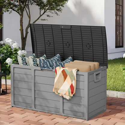 75 Gallon Resin Outdoor Deck Box, Patio Storage Cabinet with Handles - Homvista