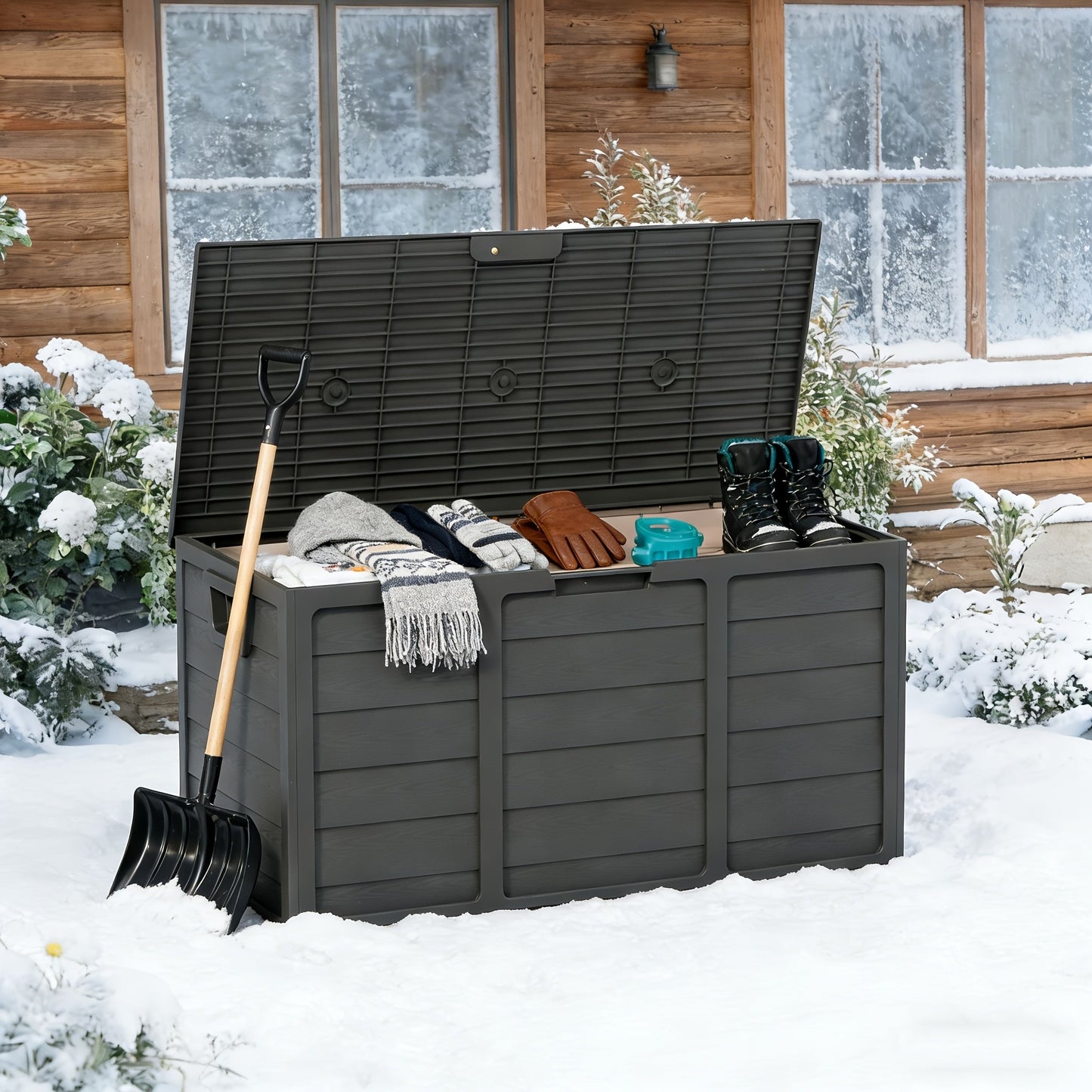 75 Gallon Resin Outdoor Deck Box, Patio Storage Cabinet with Handles - Homvista