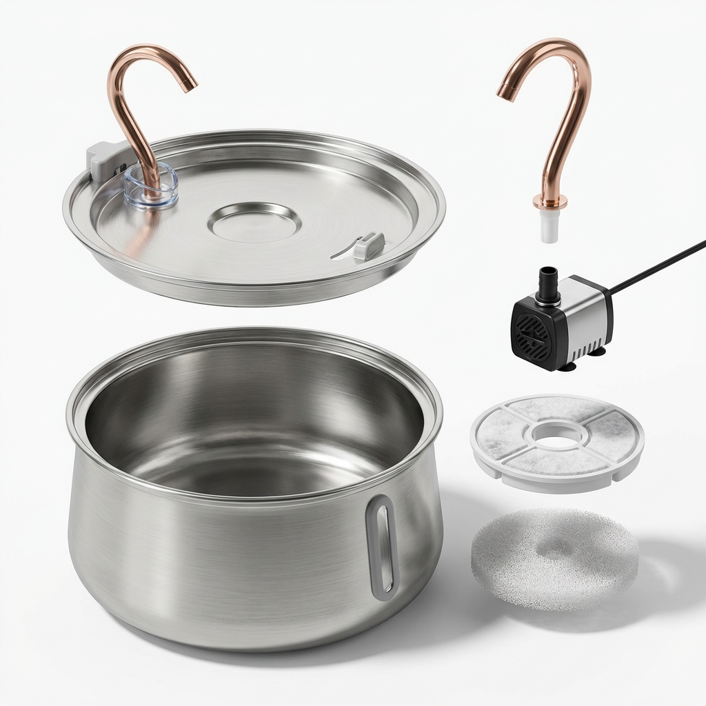 Cat Water Fountain, 2L Filtered Pet Fountain with Activated Carbon, Adjustable Flow & <30dB Pump - Homvista