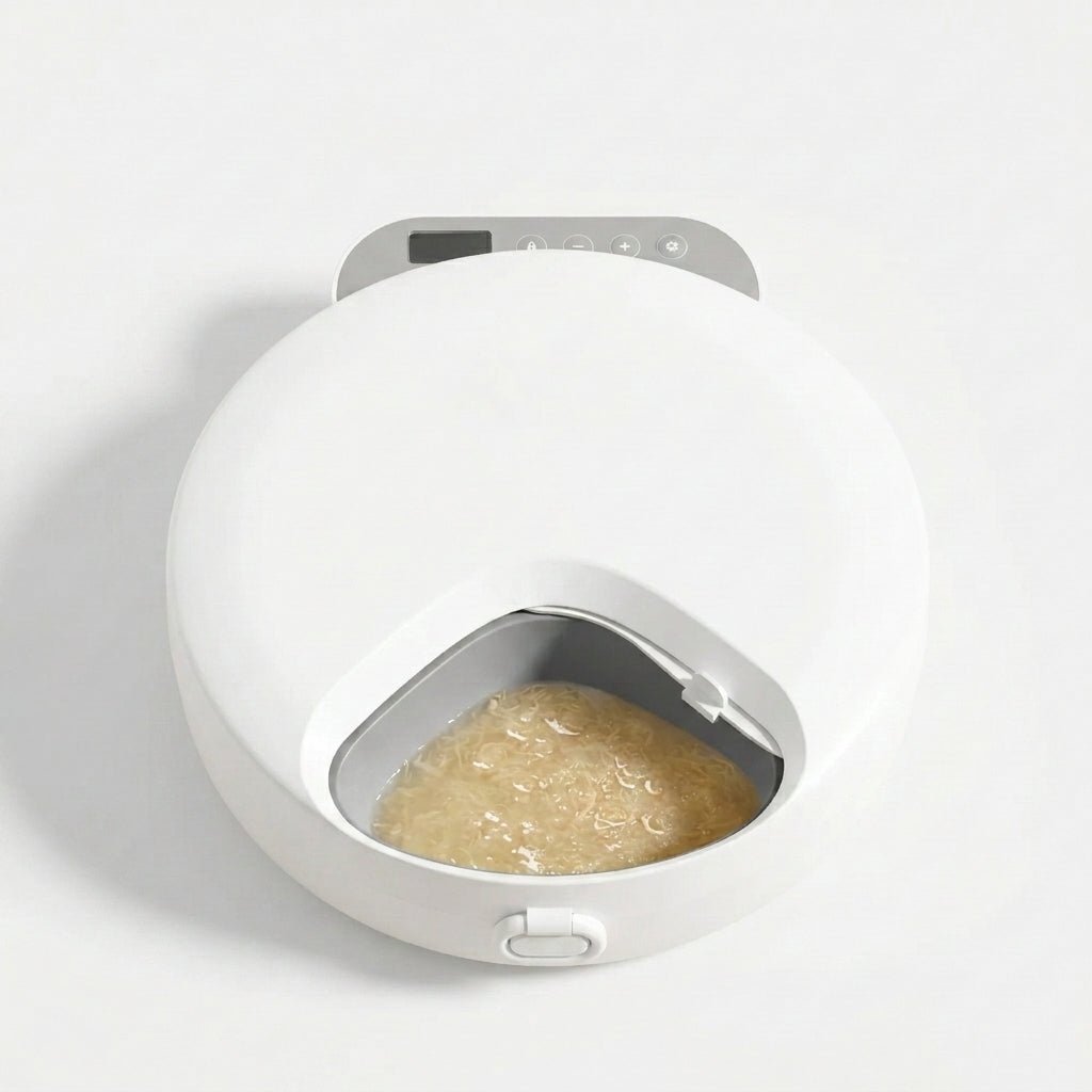 Automatic Cat Feeder, 4-Meal Wet & Dry Food Dispenser with Ice Packs & Cordless Design - Homvista
