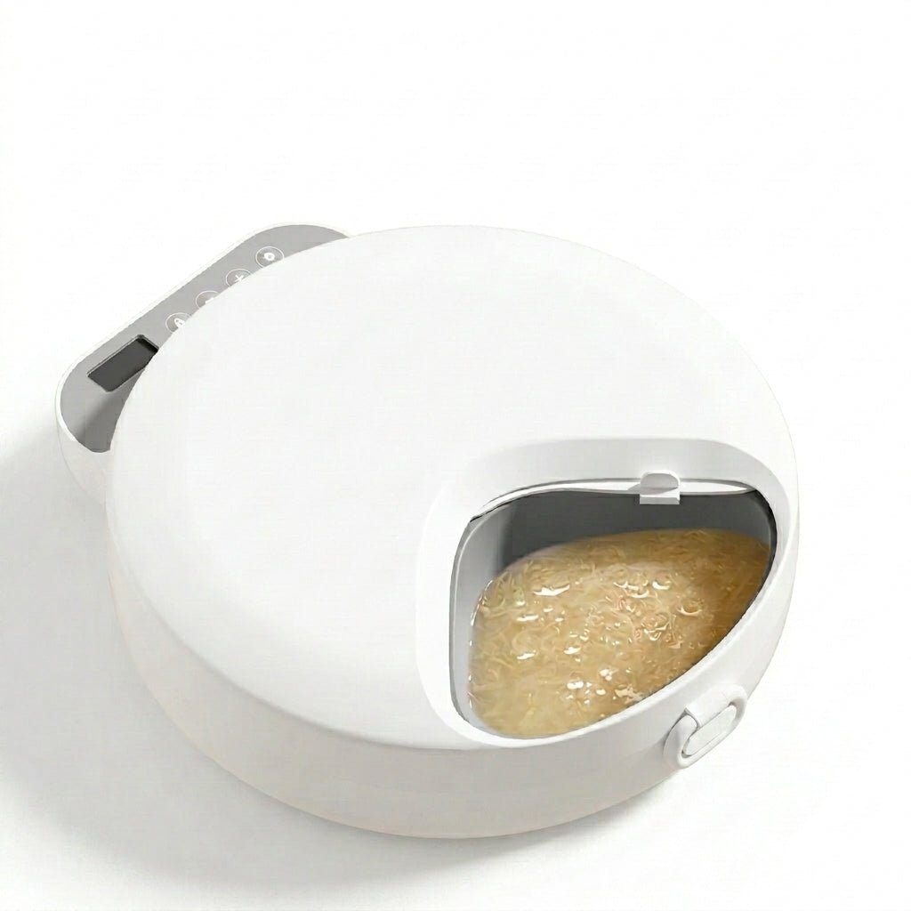 Automatic Cat Feeder, 4-Meal Wet & Dry Food Dispenser with Ice Packs & Cordless Design - Homvista