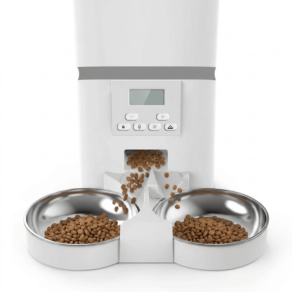 Automatic Cat Feeder, Programmable Timed Food Dispenser with 4 Meals/Day, Single or Dual Bowl - Homvista
