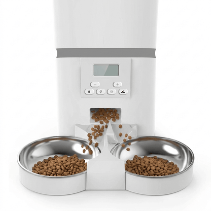 Automatic Cat Feeder, Programmable Timed Food Dispenser with 4 Meals/Day, Single or Dual Bowl - Homvista