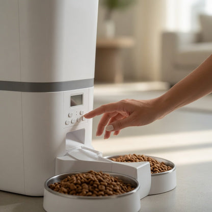 Automatic Cat Feeder, Programmable Timed Food Dispenser with 4 Meals/Day, Single or Dual Bowl - Homvista