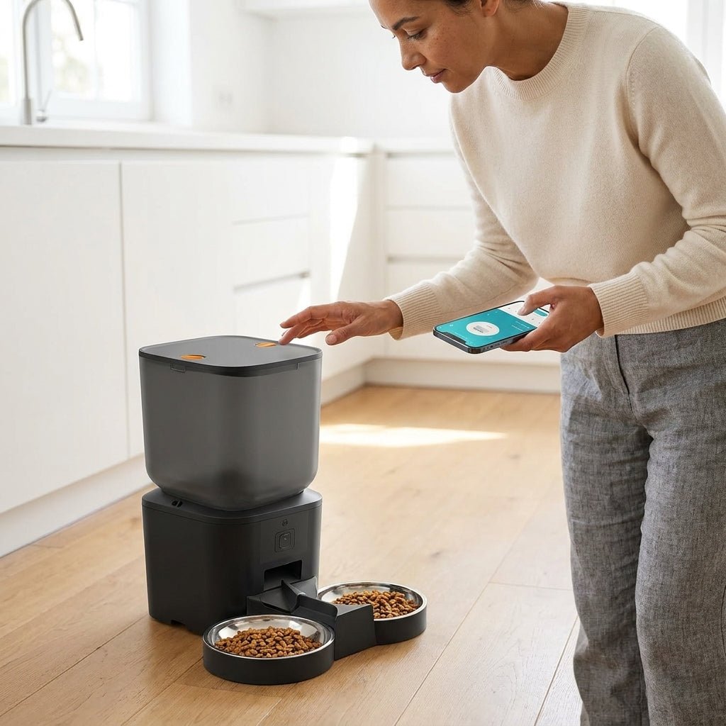 Automatic Cat Feeder with Camera, 2.11-Gal WiFi Pet Feeder with 1080p Video & 10 Meals/Day - Homvista