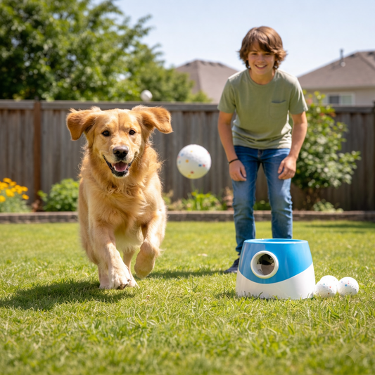 Automatic Dog Ball Launcher, Rechargeable Fetch Toy with 3m, 6m & 9m Distance Settings - Homvista
