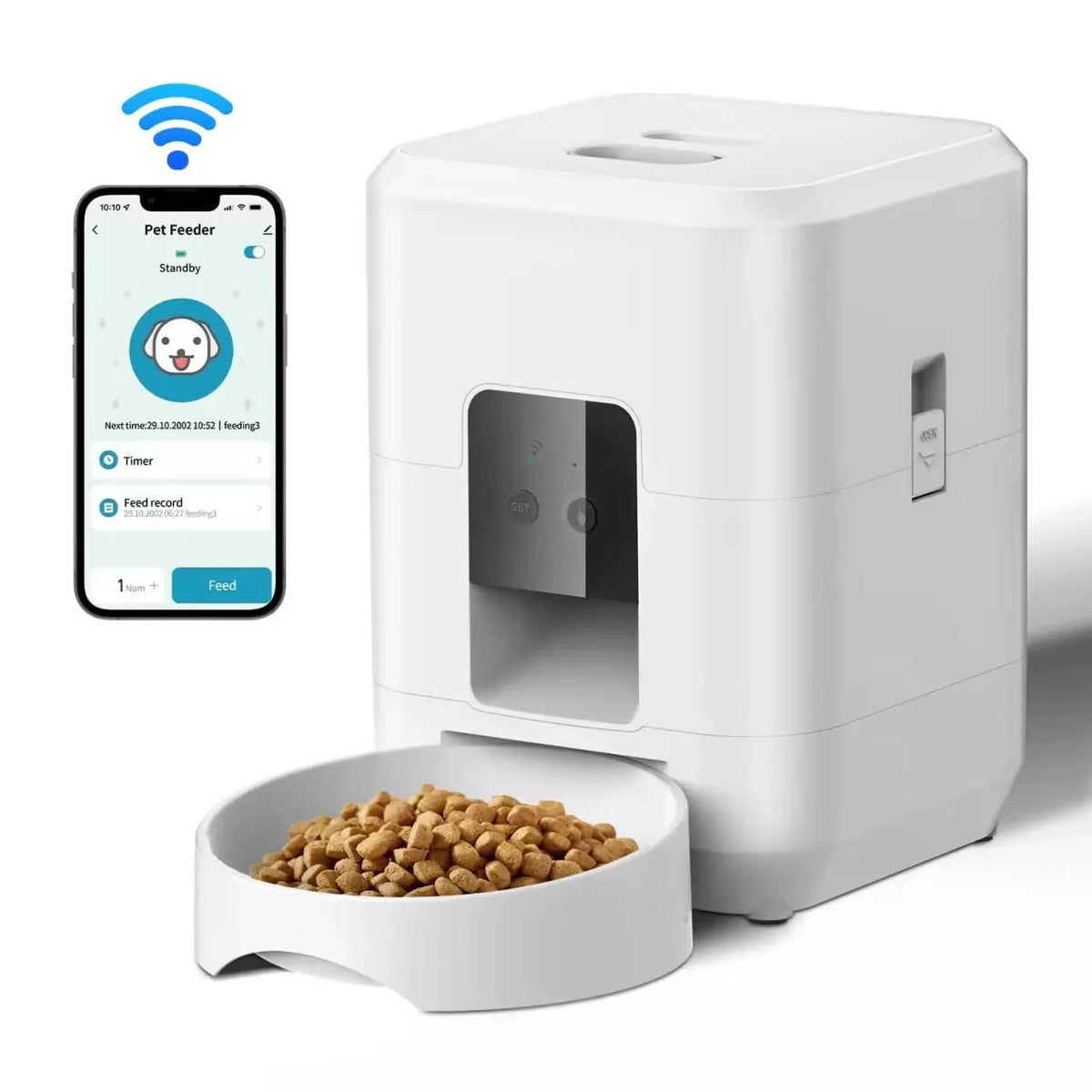 Automatic Pet Feeder, WiFi Cat & Dog Food Dispenser with Scheduled Portions & Button Control Options - Homvista