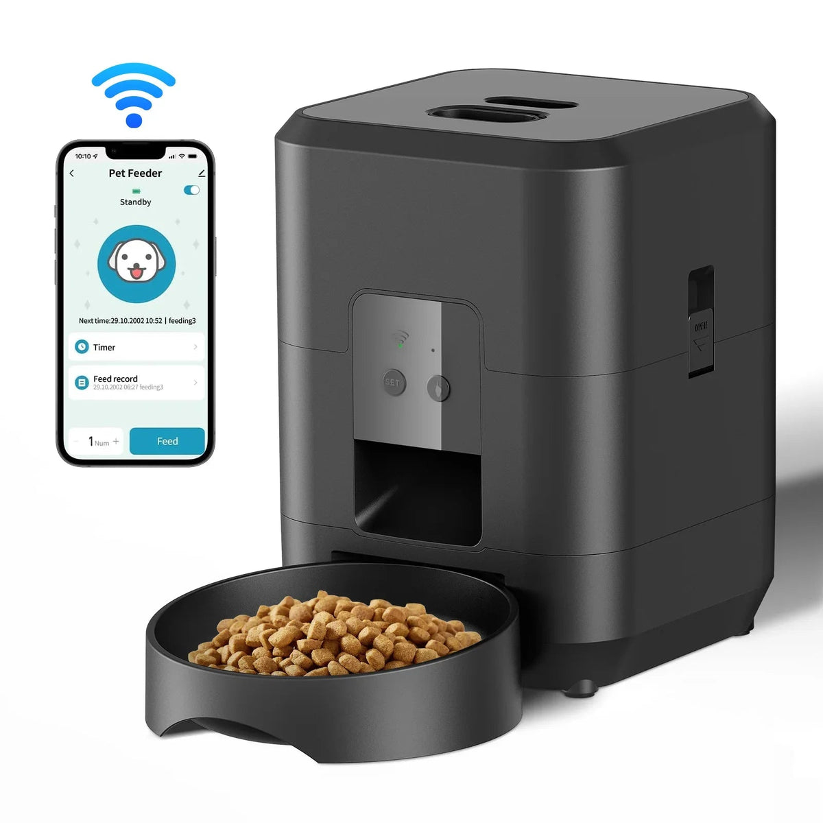 Automatic Pet Feeder, WiFi Cat & Dog Food Dispenser with Scheduled Portions & Button Control Options - Homvista