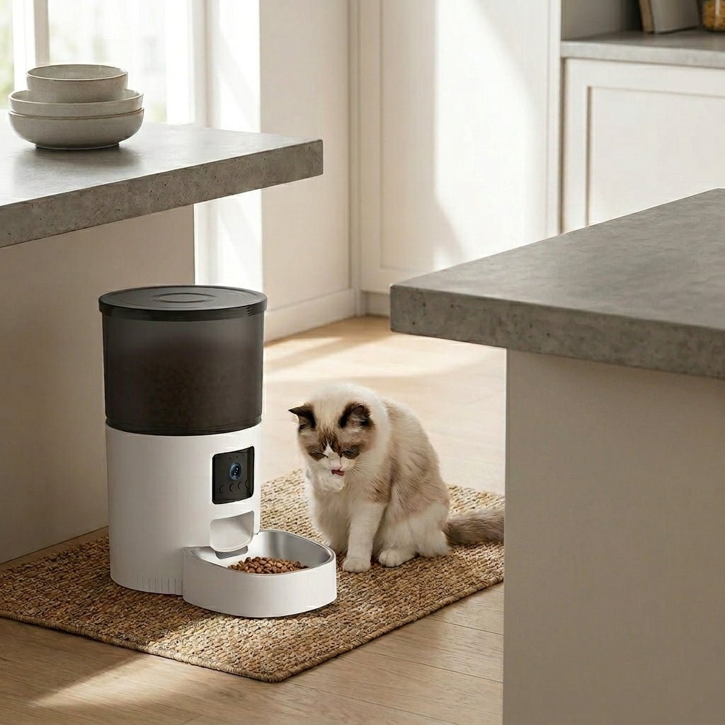 Automatic Pet Feeder with HD Camera, WiFi App Control & Voice Recording for Cats & Dogs - Homvista