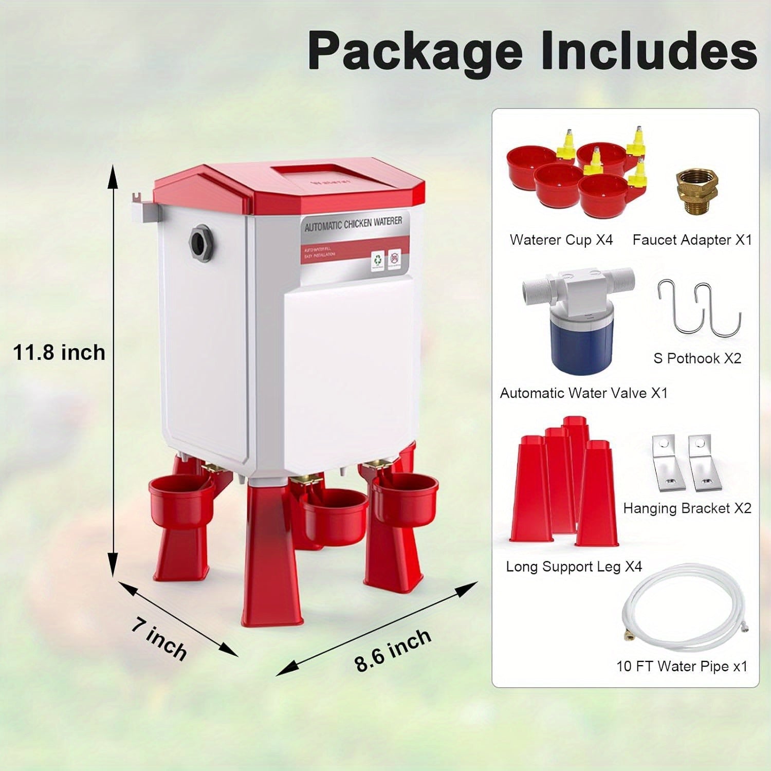 Automatic Poultry Watering System with Hose Attachment, Float-Operated - Homvista