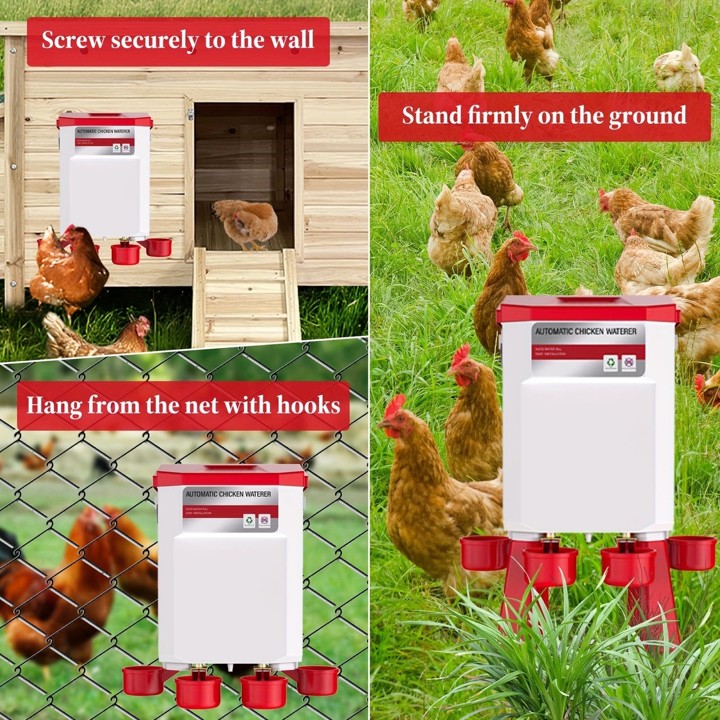 Automatic Poultry Watering System with Hose Attachment, Float-Operated - Homvista
