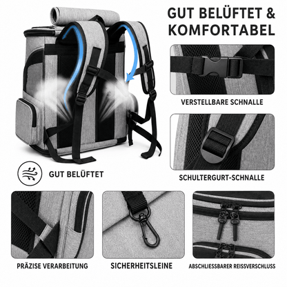 Cat Backpack Carrier, Portable Pet Backpack with Panoramic Window & Ventilation, Up to 8kg - Homvista