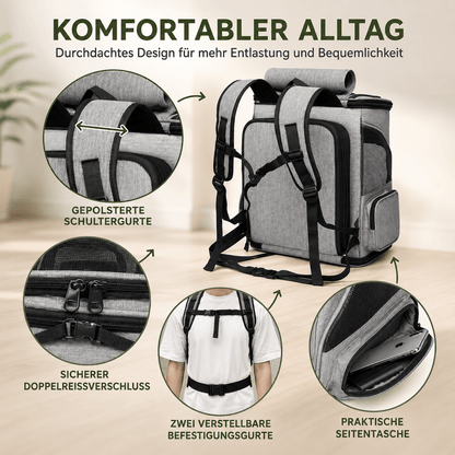 Cat Backpack Carrier, Portable Pet Backpack with Panoramic Window & Ventilation, Up to 8kg - Homvista
