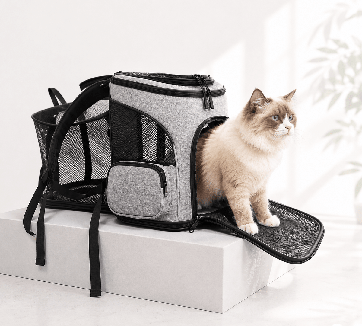 Cat Backpack Carrier, Portable Pet Backpack with Panoramic Window & Ventilation, Up to 8kg - Homvista