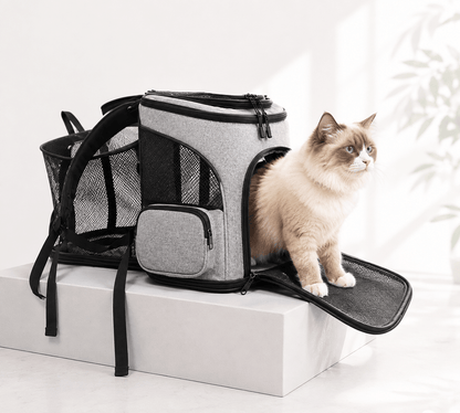 Cat Backpack Carrier, Portable Pet Backpack with Panoramic Window & Ventilation, Up to 8kg - Homvista