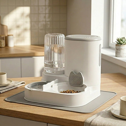 Cat Food & Water Dispenser, 2-in-1 Feeding Station with Stainless Steel Bowl, No Power Required - Homvista