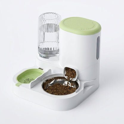 Cat Food & Water Dispenser, 2-in-1 Feeding Station with Stainless Steel Bowl, No Power Required - Homvista