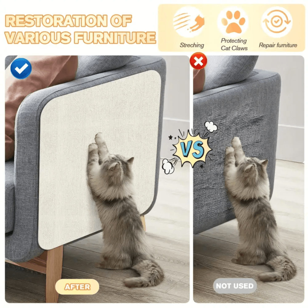 Cat Scratch Pad for Furniture, Adjustable Sofa Scratcher Mat with Straps, Multiple Lengths - Homvista