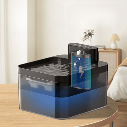 Cat Water Fountain, Rechargeable Sensor-Activated Pet Fountain with Motion Detection & Filtered Flow - Homvista